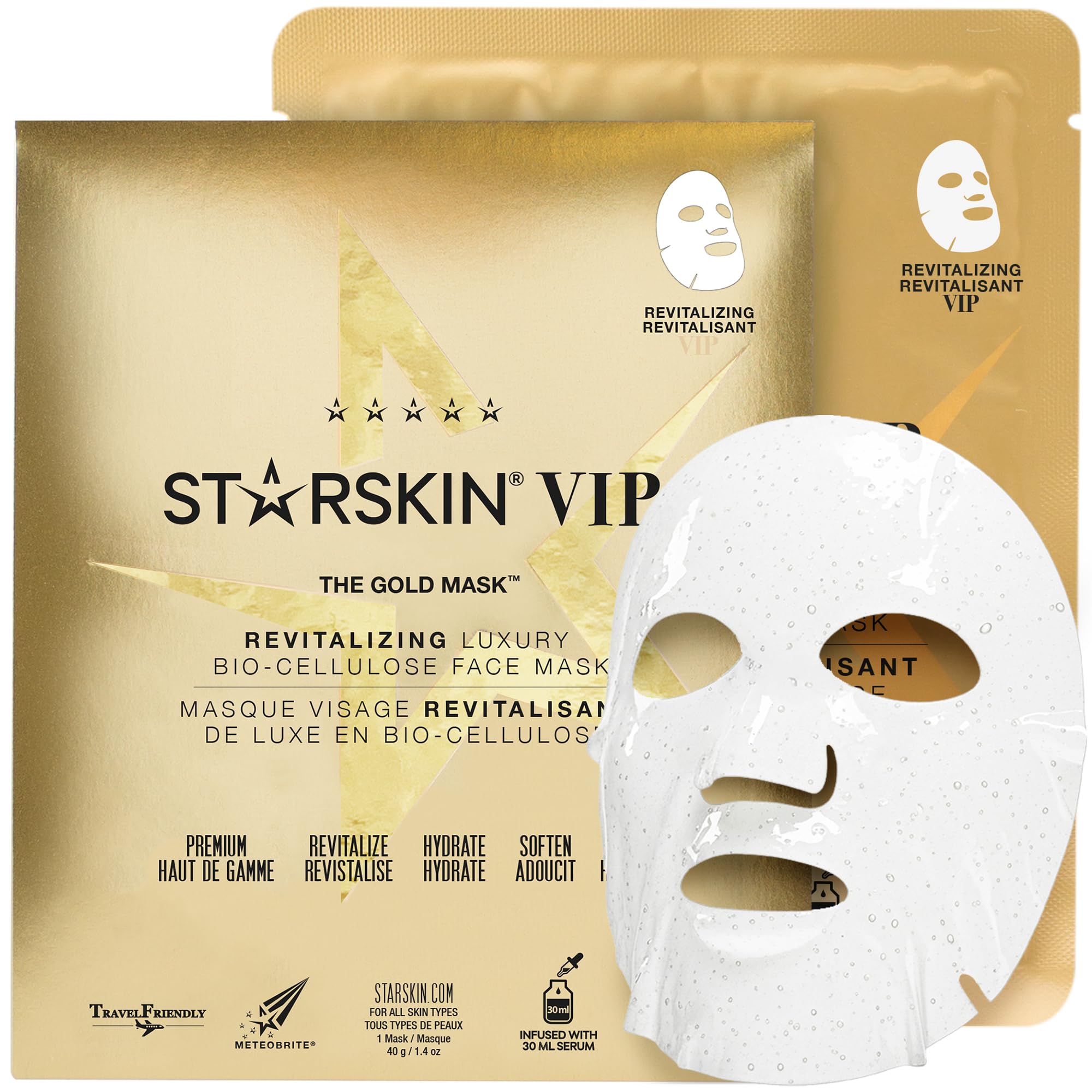 Amazon.com : STARSKIN VIP Gold Mask Face, Coconut Bio-Cellulose